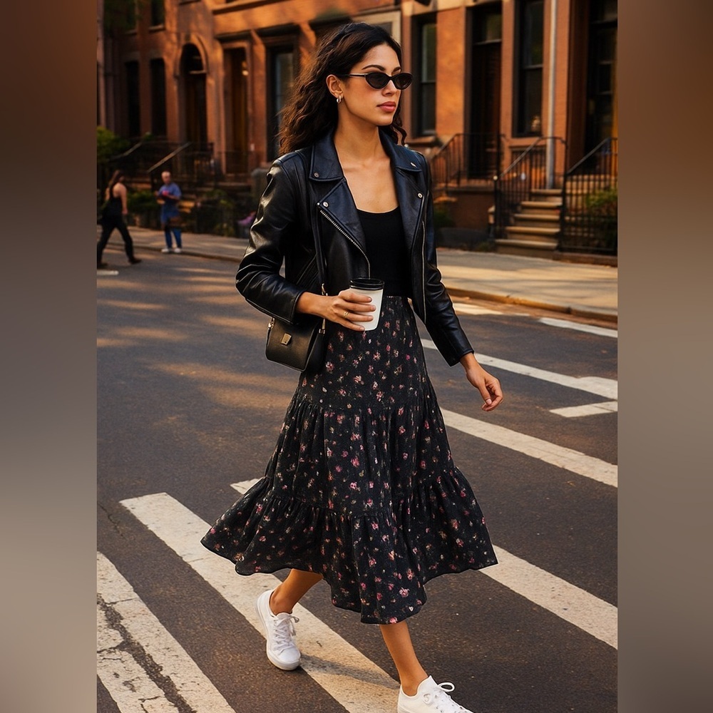 Vintage Kayo of California Floral Tiered Midi Skirt – Handkerchief Hem